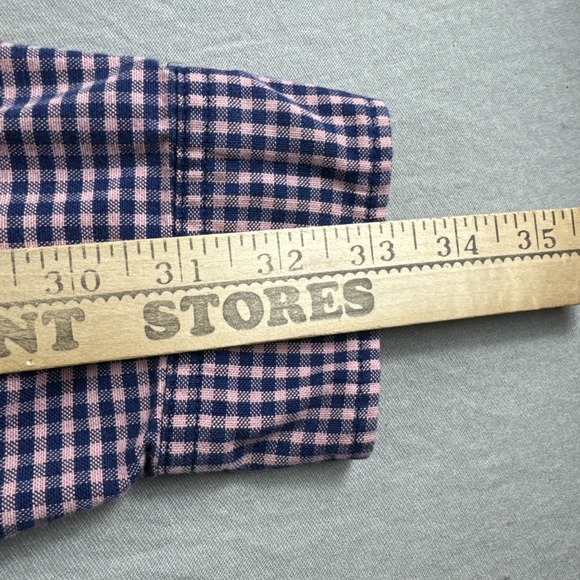 Gap Standard Fit Stretch Shirt Mens M Pink Blue Gingham Long Sleeve Button Up - Picture 4 of 6